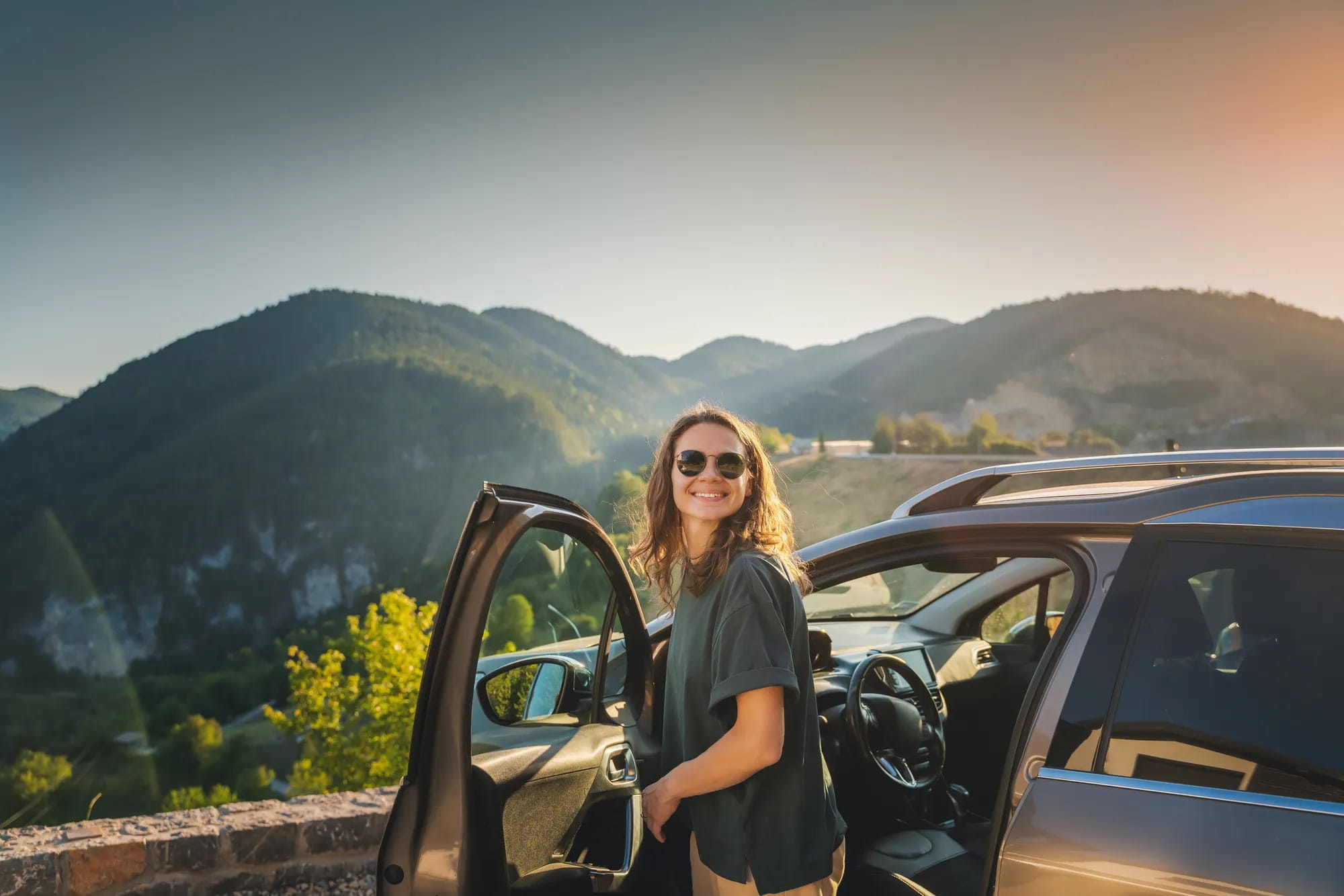 Woman taking solo trip